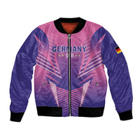 Pink and purple Germany football bomber jacket, front zip, ribbed cuffs, sleeve flag patch