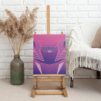 Pink Germany DFB canvas wall art standing on wooden chair, front trophy design