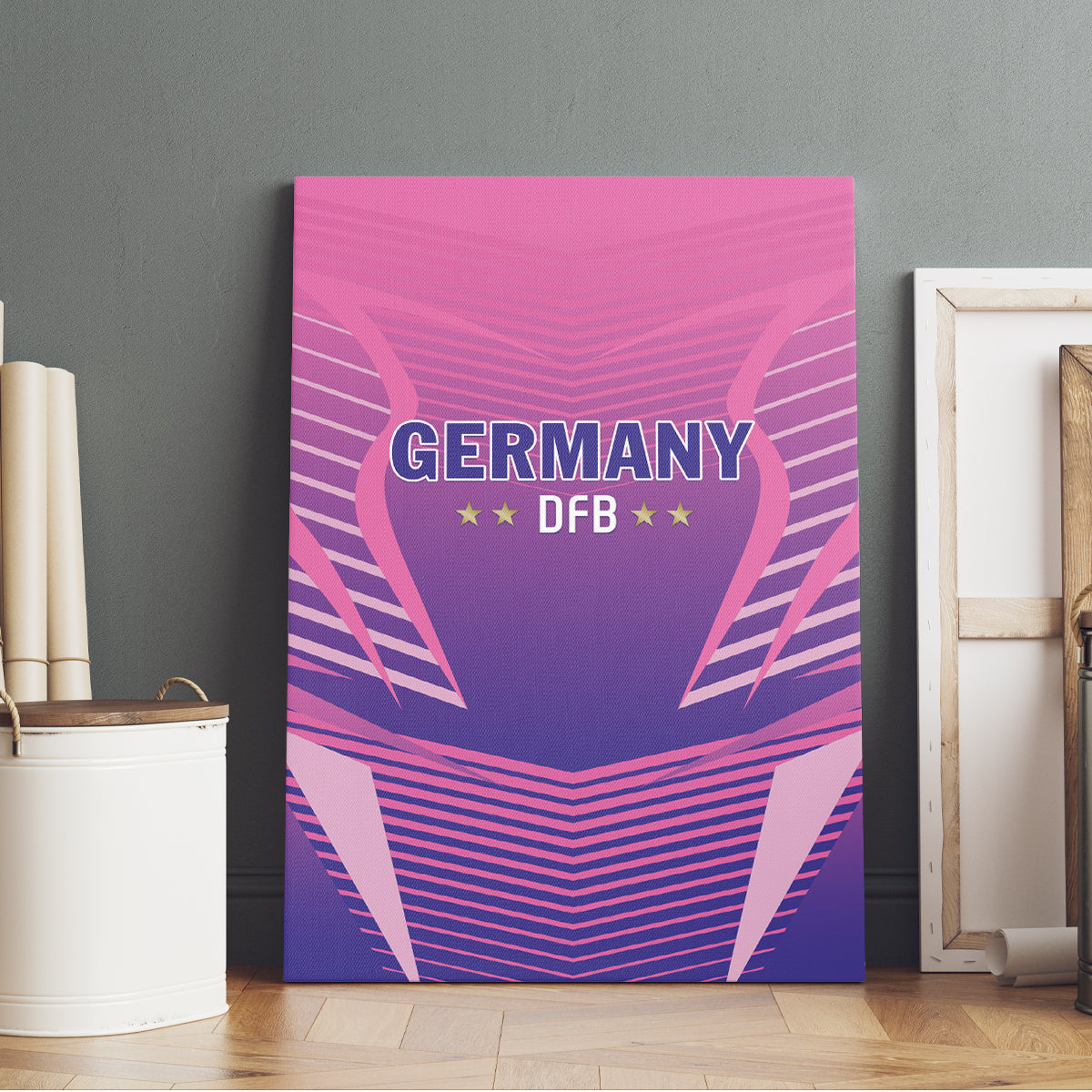 Pink Germany DFB canvas wall art with centered text Germany and DFB stars