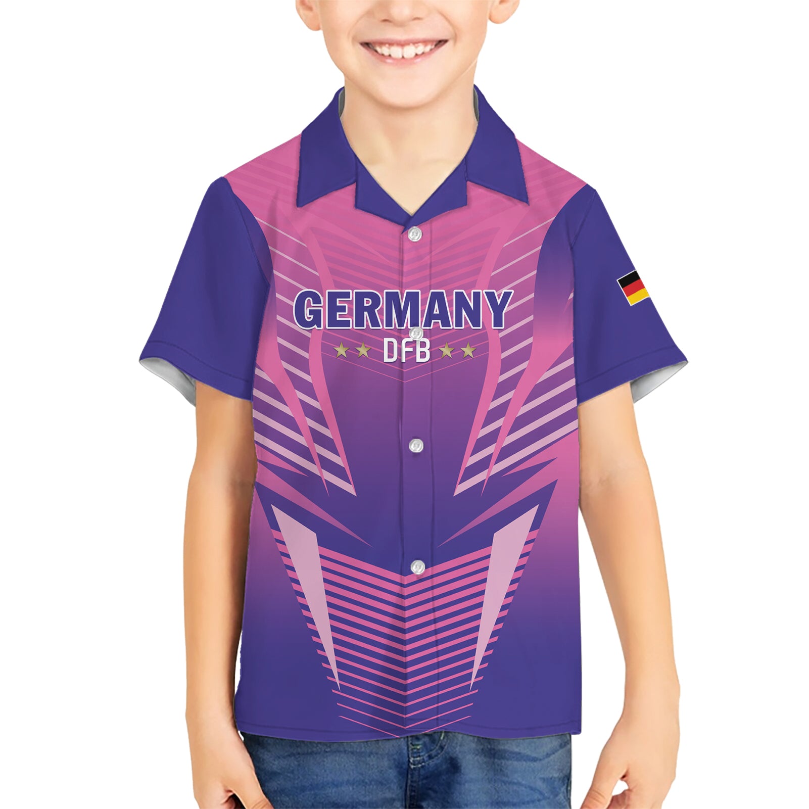 Personalized Germany 2024 Football Kid Hawaiian Shirt DFB Team Pink Version