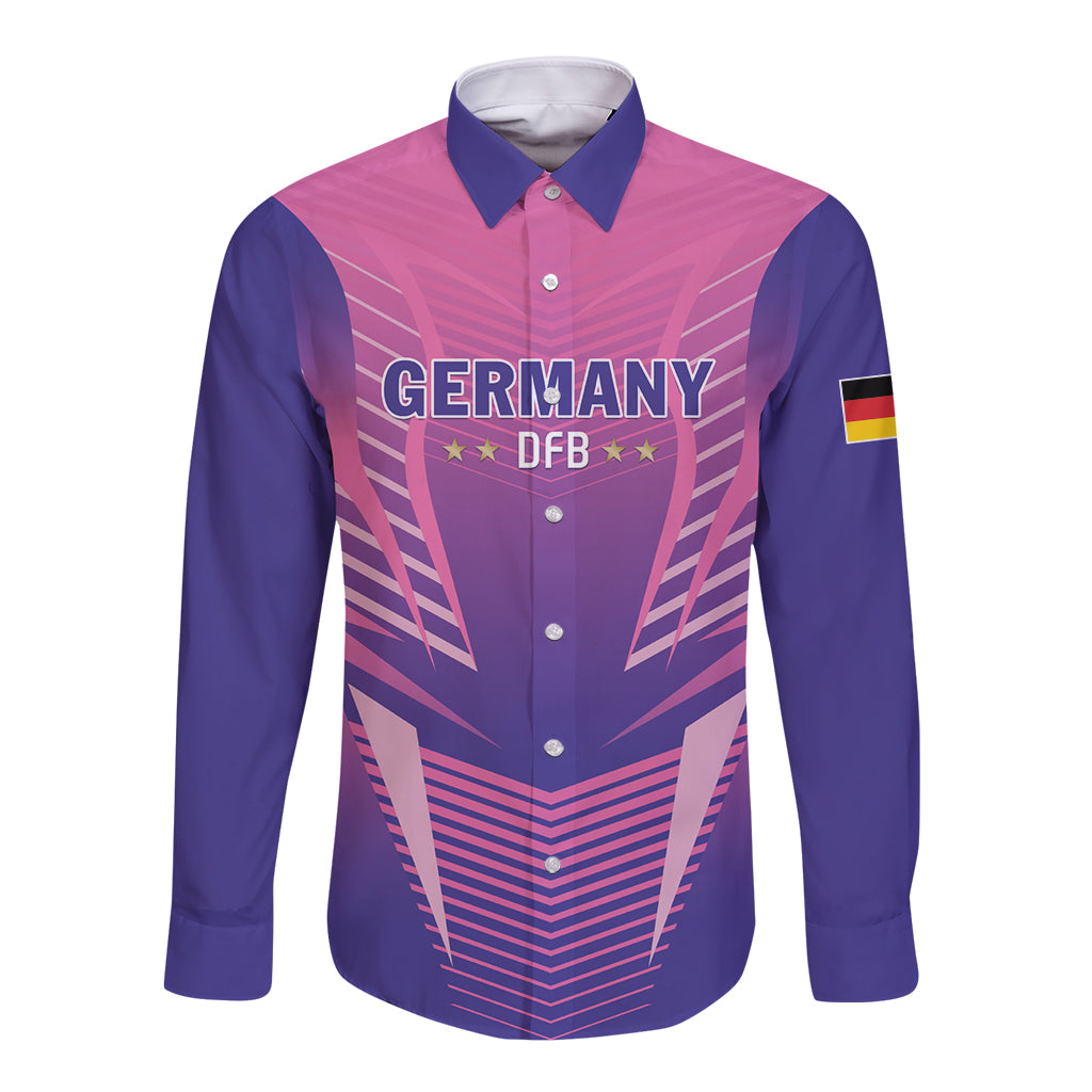 Long-sleeve button football shirt in pink and purple with Germany DFB front print