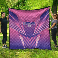 Pink and dark blue Germany 2024 football quilt with DFB lettering and graphic