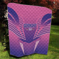 Pink and dark blue Germany 2024 football quilt, quilted surface with DFB text