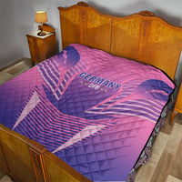 Germany 2024 football quilt in pink and dark blue with DFB logo at center