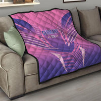 Pink and dark blue quilted Germany 2024 football quilt with DFB logo