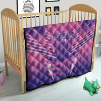 Germany 2024 football quilt in pink and dark blue with DFB text, stitched design