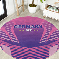 Round pink DFB football rug with Germany crest and star accents