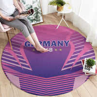 Round pink DFB football rug with Germany text crest and star details, wide view