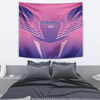 Pink Germany DFB wall tapestry with central logo and striped wing accents