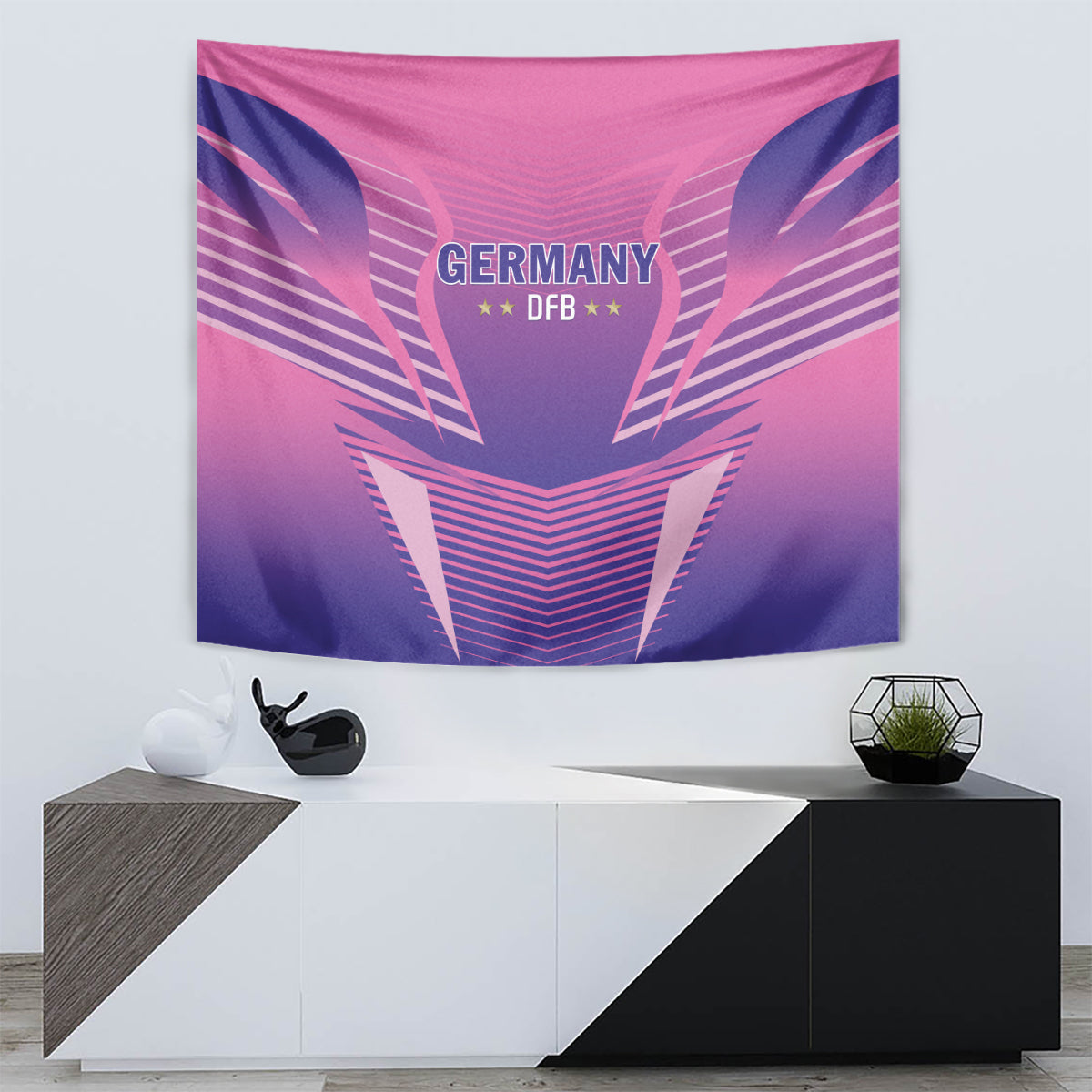 Pink Germany DFB tapestry, large emblem with striped wings