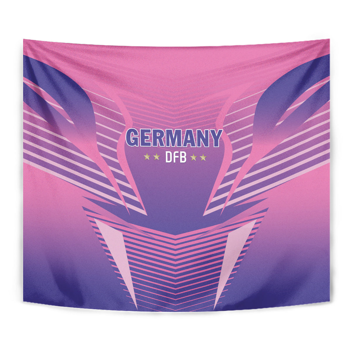 Pink Germany DFB tapestry, bold lettering and symmetrical wing artwork
