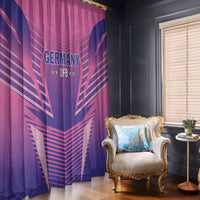 Pink Germany football window curtain with DFB logo and geometric stripe pattern, grommet top