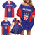 Personalized Croatia 2024 Football Family Matching Off Shoulder Short Dress and Hawaiian Shirt Hrvatska Vatreni