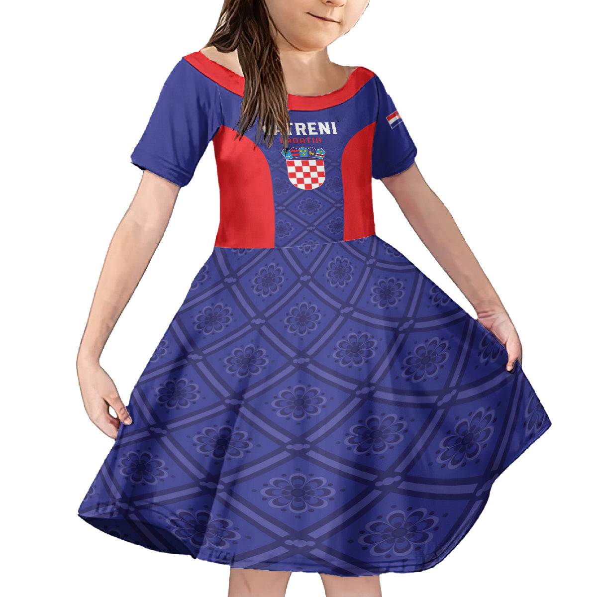 Personalized Croatia 2024 Football Kid Short Sleeve Dress Hrvatska Vatreni