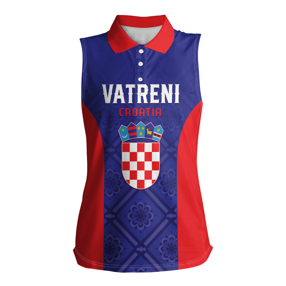 Personalized Croatia 2024 Football Women Sleeveless Polo Shirt Hrvatska Vatreni