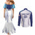 Personalized England 2024 Football Couples Matching Mermaid Dress and Long Sleeve Button Shirt Come On The Three Lions