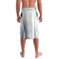 Personalized England football lavalava, back view with white-blue abstract stripe pattern