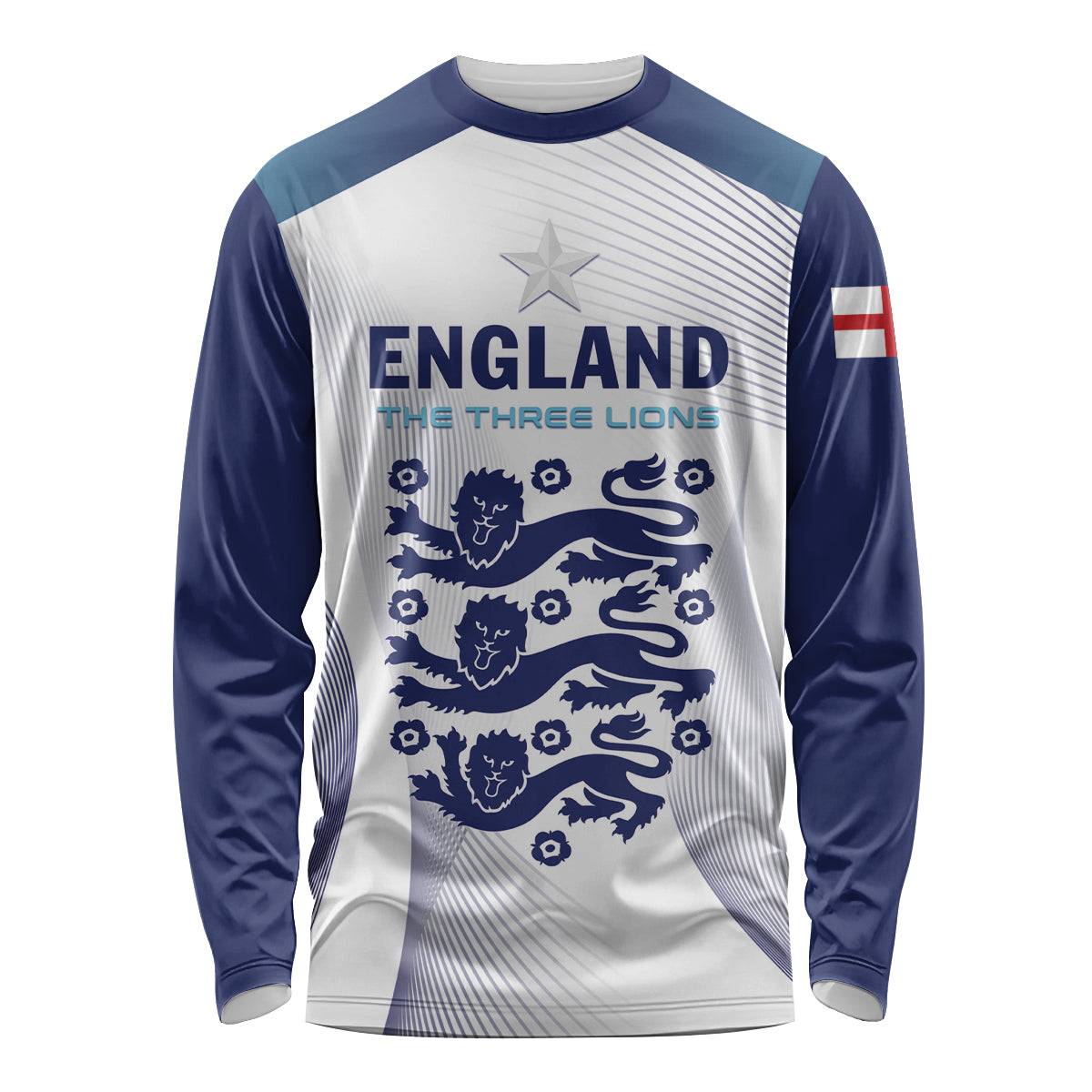 Personalized England 2024 Football Long Sleeve Shirt Come On The Three Lions - Wonder Print Shop