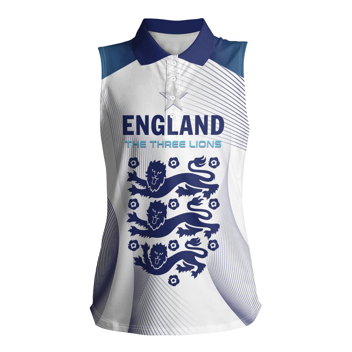 Personalized England 2024 Football Women Sleeveless Polo Shirt Come On The Three Lions