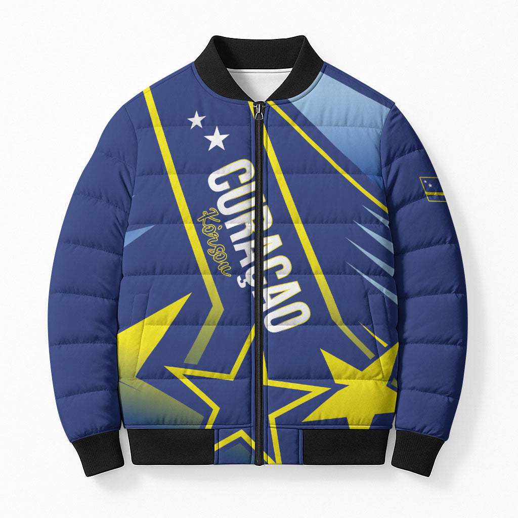 Personalized Country of Curacao Bomber Puffer Jacket Proud of Our Flag