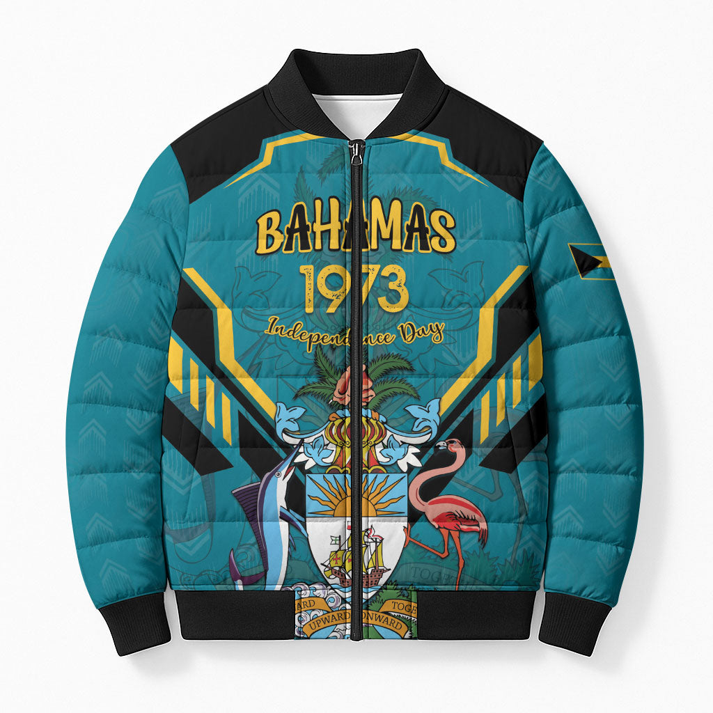Personalized Bahamas 1973 Bomber Puffer Jacket Happy Independence Day