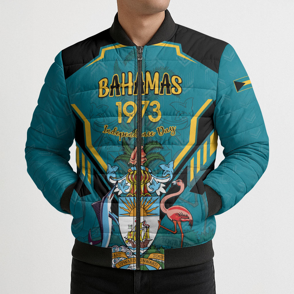 Personalized Bahamas 1973 Bomber Puffer Jacket Happy Independence Day