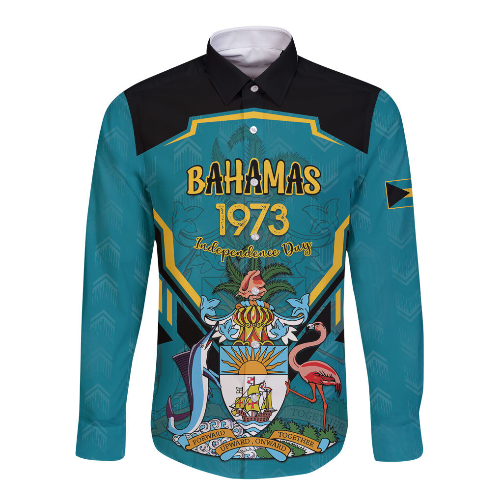 Personalized Bahamas 1973 Long Sleeve Button Shirt Happy Independence Day