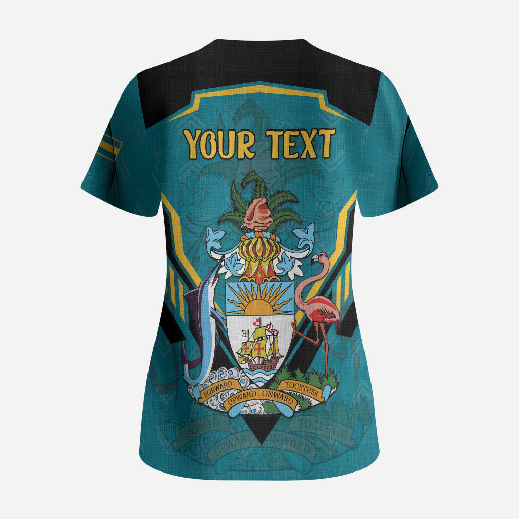 Personalized Bahamas 1973 Scrub Top Happy Independence Day