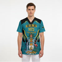Personalized Bahamas 1973 Scrub Top Happy Independence Day