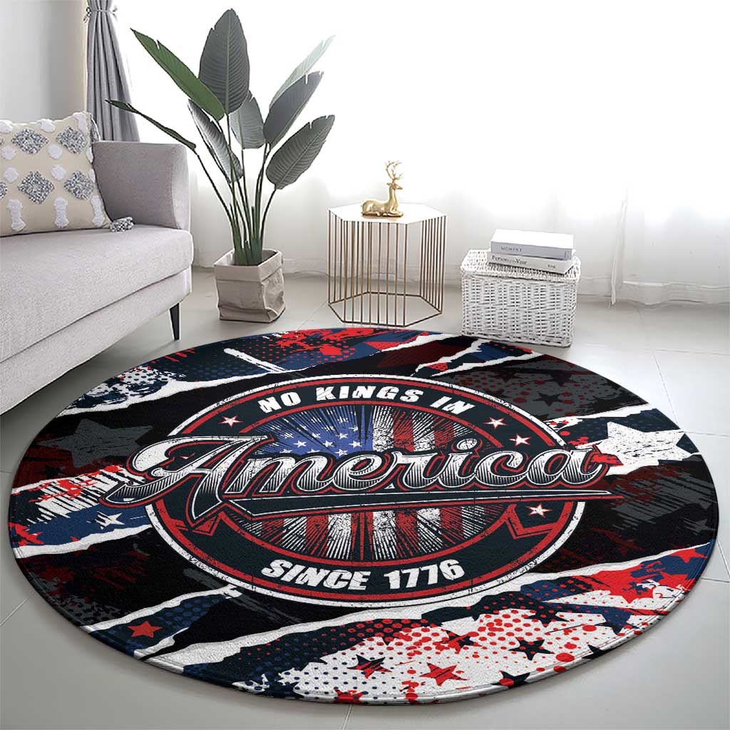 No Kings In America Since 1776 Round Carpet Grunge Style - Wonder Print Shop