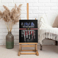 Framed black canvas wall art featuring crown design, white text, and red stripe pattern