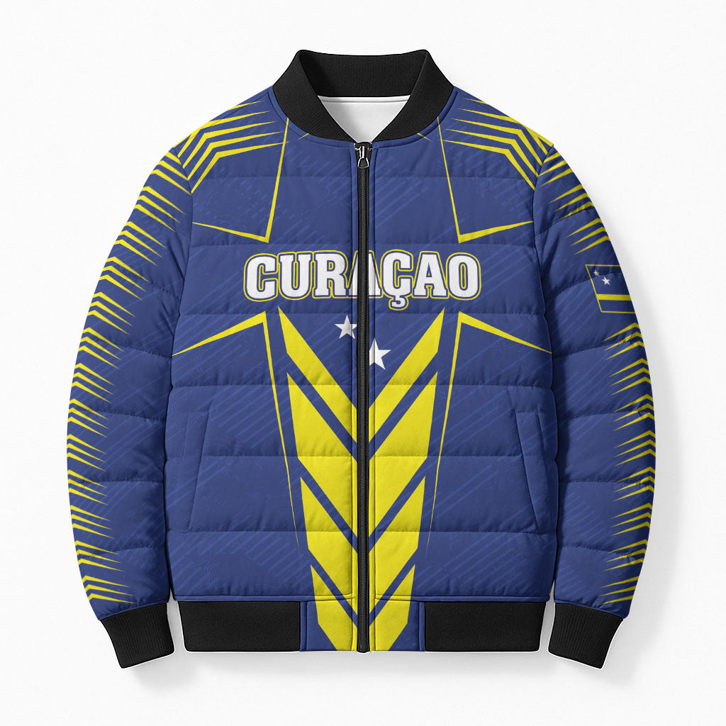 Personalized Curacao Flag Day Bomber Puffer Jacket Pais Korsou