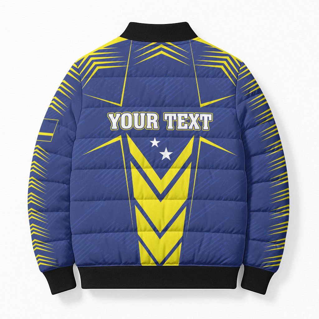 Personalized Curacao Flag Day Bomber Puffer Jacket Pais Korsou