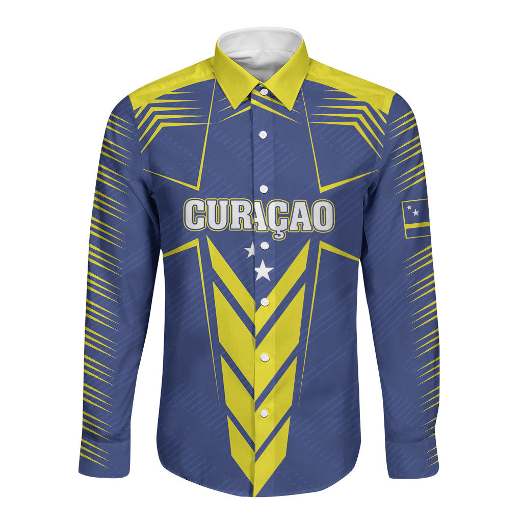 Personalized Curacao Flag Day Long Sleeve Button Shirt Pais Korsou