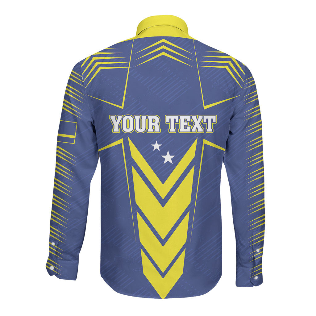Personalized Curacao Flag Day Long Sleeve Button Shirt Pais Korsou