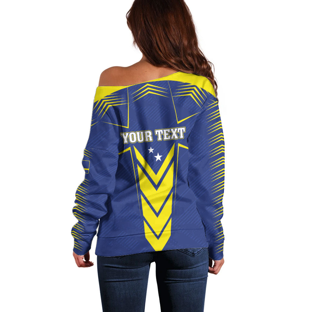 Personalized Curacao Flag Day Off Shoulder Sweater Pais Korsou