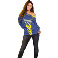 Personalized Curacao Flag Day Off Shoulder Sweater Pais Korsou