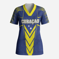 Personalized Curacao Flag Day Scrub Top Pais Korsou