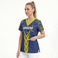 Personalized Curacao Flag Day Scrub Top Pais Korsou