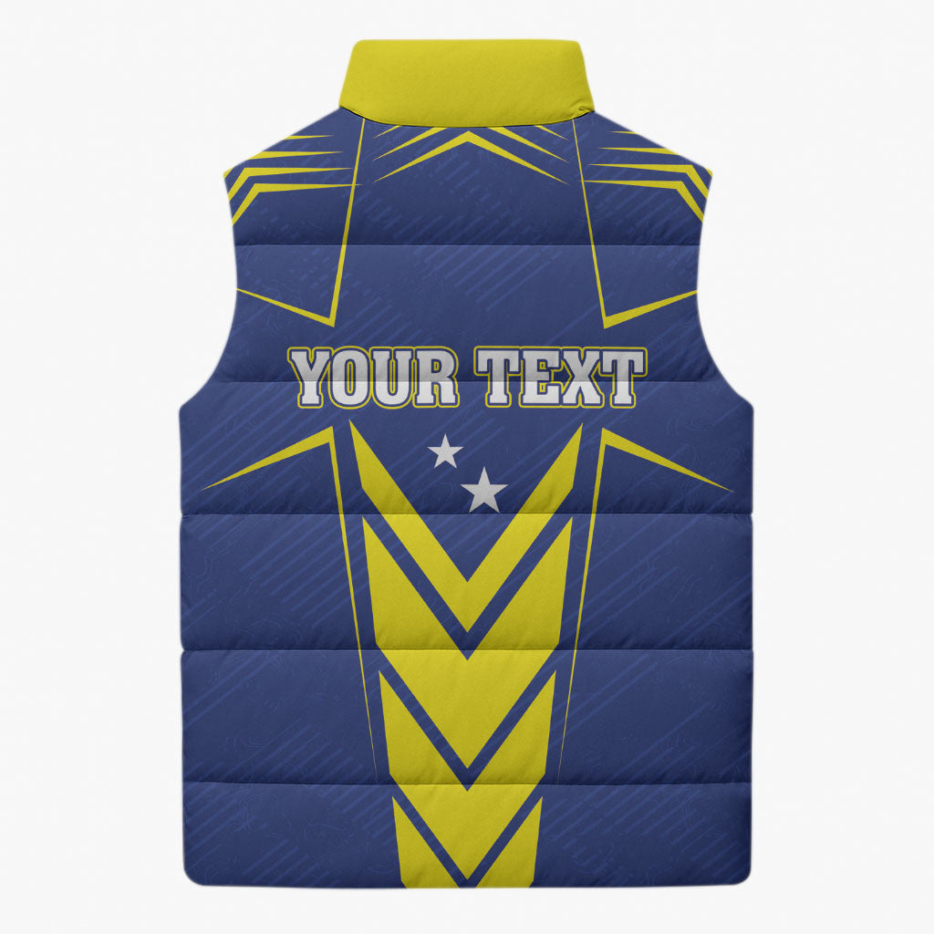Personalized Curacao Flag Day Sleeveless Puffer Jacket Pais Korsou