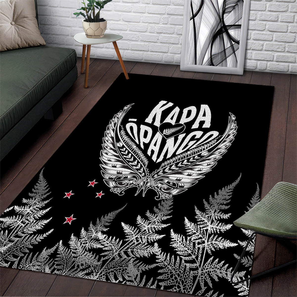 Custom New Zealand Rugby Area Rug NZ Opango Forever Silver Fern Heart - Wonder Print Shop