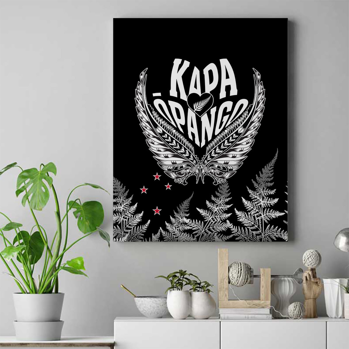 Custom New Zealand Rugby Canvas Wall Art NZ Opango Forever Silver Fern Heart - Wonder Print Shop