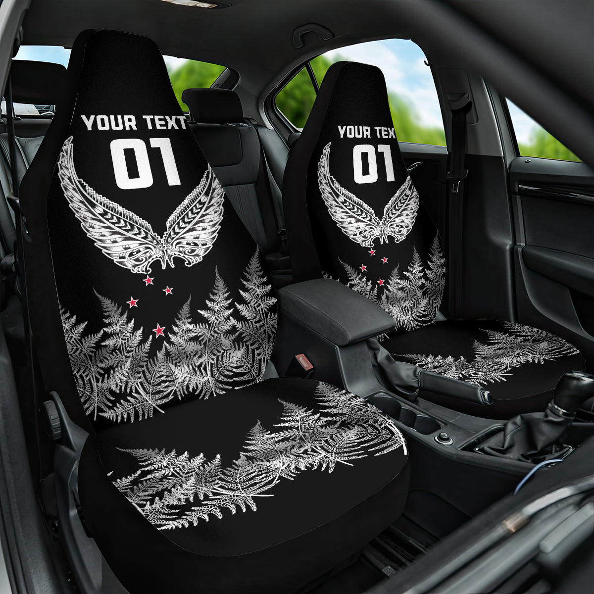 Custom New Zealand Rugby Car Seat Cover NZ Opango Forever Silver Fern Heart - Wonder Print Shop