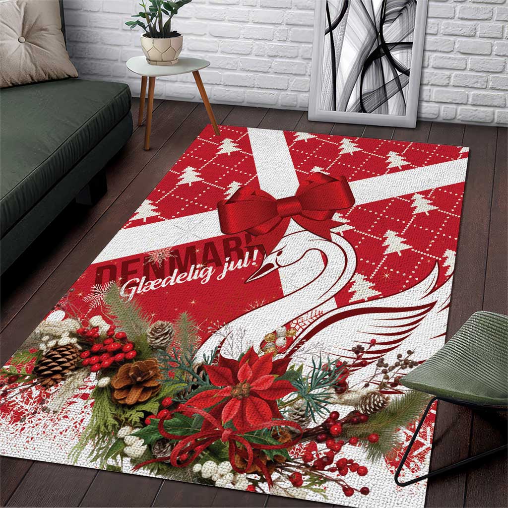 Denmark Christmas Area Rug Coquette Bow With Swan - Wonder Print Shop