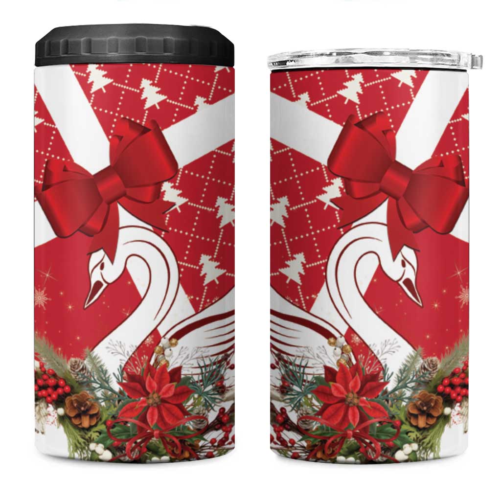 Denmark Christmas 4 in 1 Can Cooler Tumbler Coquette Bow With Swan - Wonder Print Shop