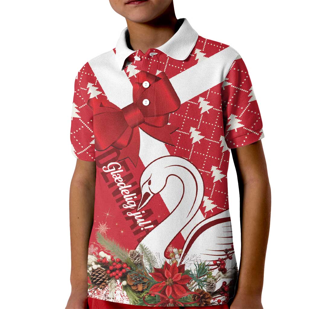 Denmark Christmas Kid Polo Shirt Coquette Bow With Swan - Wonder Print Shop