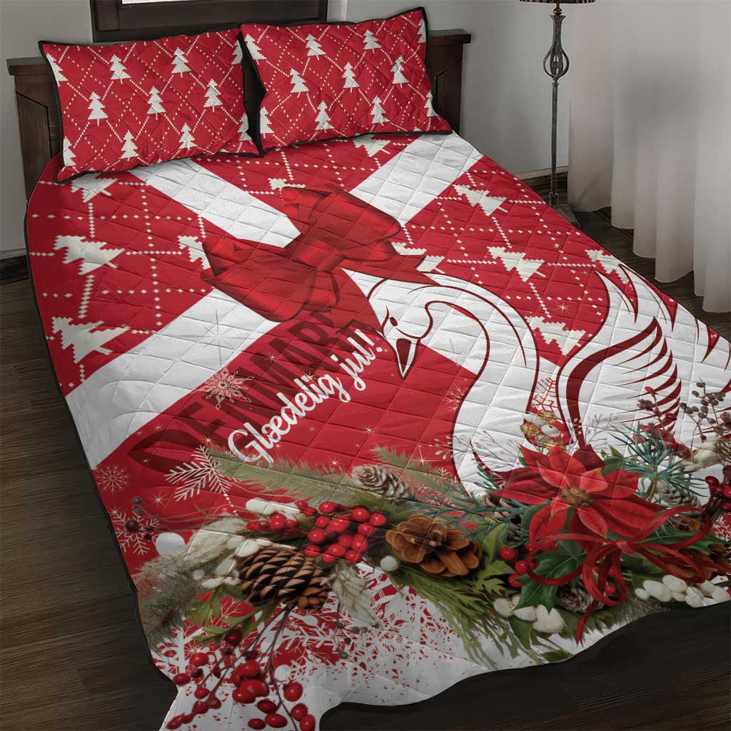 Denmark Christmas Quilt Bed Set Coquette Bow With Swan - Wonder Print Shop