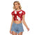 Denmark Christmas Raglan Cropped T Shirt Coquette Bow With Swan - Wonder Print Shop