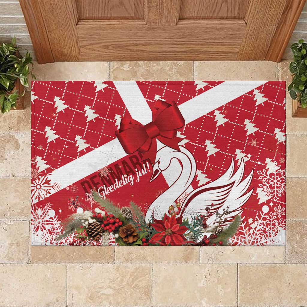 Denmark Christmas Rubber Doormat Coquette Bow With Swan - Wonder Print Shop