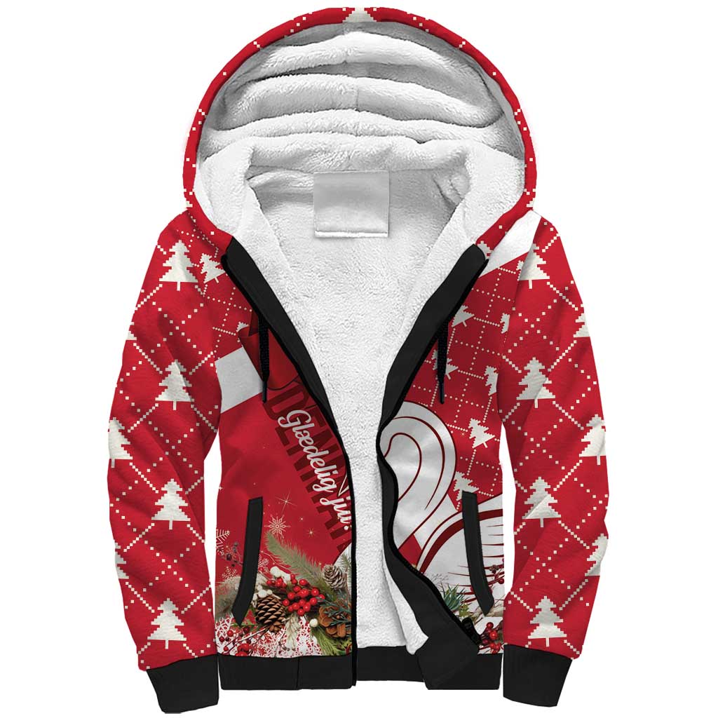 Denmark Christmas Sherpa Hoodie Coquette Bow With Swan